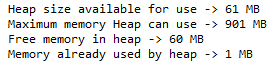 Output of heap size