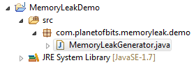 Create MemoryLeakDemo project in eclipse