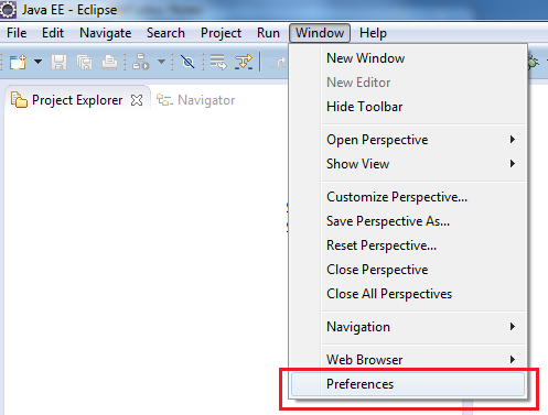 Go to Window Preferences