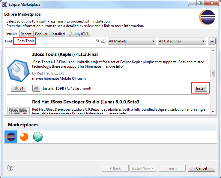 Find JBoss Tools in Marketplace