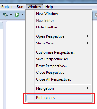 Go to Window - Preferences