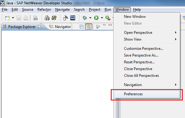 Open window-preferences in NWDS