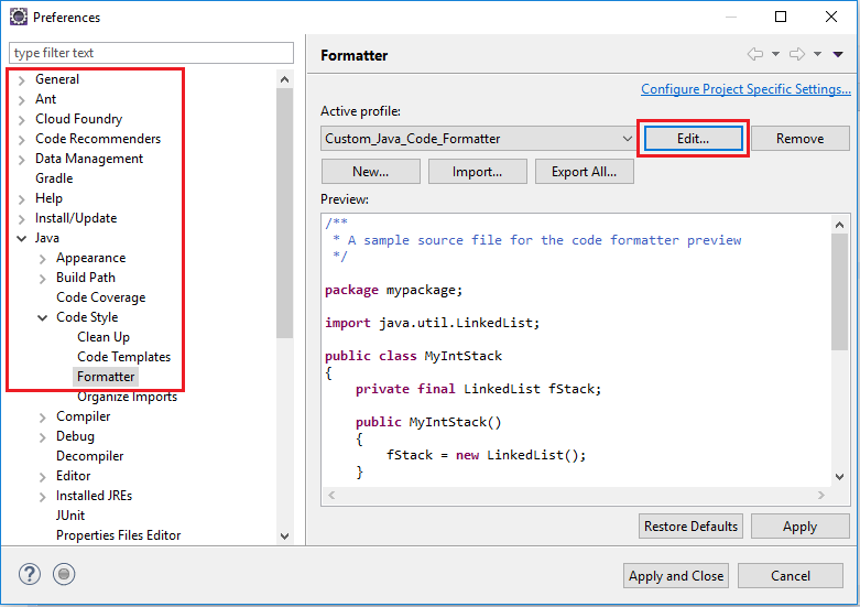 How to set maximum line length in eclipse